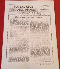 Program meci fotbal PETROLUL PLOIESTI - FC ARGES PITESTI (22.04.1973)