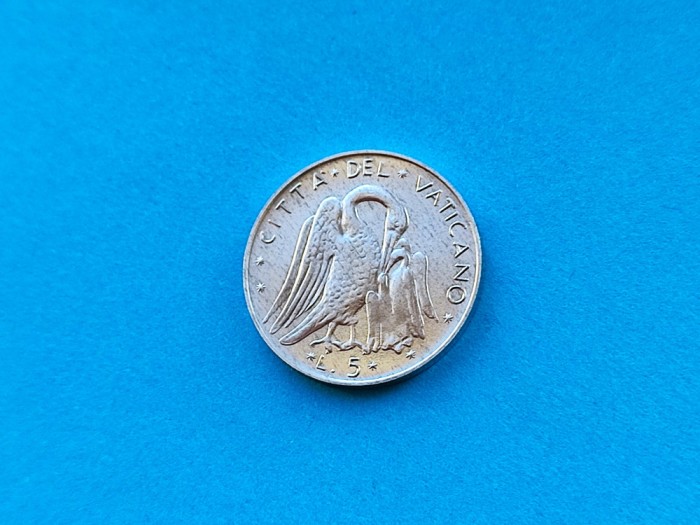 5 Lire 1974 Vatican-AUNC-RAR-in realitate arata bine!