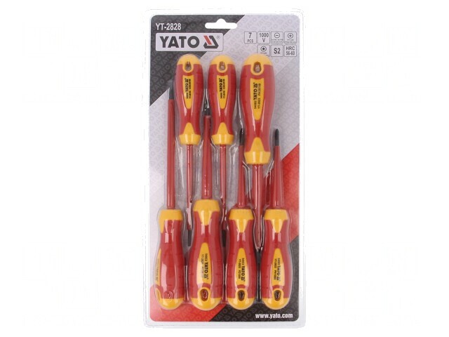 Kit Şurubelniţe Izolate 1kVAC Phillips Pozidriv Plată 7 Bucăți YT-2828