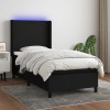 Gossi pat cu arcuri, saltea si led, negru, 80x200 cm, textil
