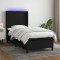 Gossi pat cu arcuri, saltea si led, negru, 80x200 cm, textil