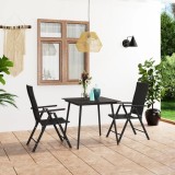 VidaXL Set mobilier de grădină, 3 piese, negru