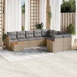 vidaXL Set canapele de grădină cu perne, 10 piese, bej, poliratan 3258720
