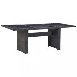 Gossi masa de gradina, negru, 200 x 100 x 74 cm, sticla si poliratan