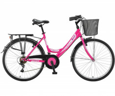 Bicicleta City Umit Safiro , Culoare Roz , Roata 26&amp;quot; , OtelPB Cod:2608000000 foto