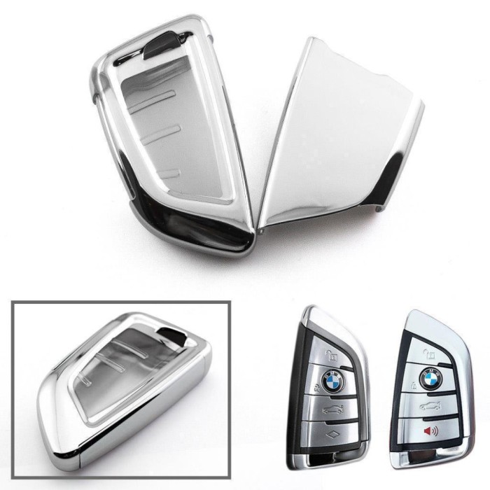 Husa Cheie Smartkey Compatibila cu BMW 3 4 Butoane Seria G SILVER TPU+PC
