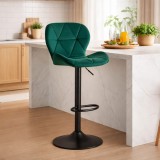Cumpara ieftin Scaun de bucatarie/bar, Artool, West, rotativ, catifea verde, picior metal negru, 46x48.5x90-111 cm
