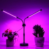 Lampa UV pentru cresterea plantelor, Alimentare cu USB, 10W, 2 capete, 48 LED-uri, 9 nivele lumina, Timer, Inaltime Ajustabila pana la 65 cm Lumina Mo