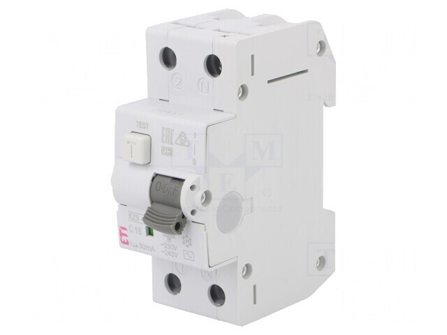 &Icirc;ntrerupător RCBO 16A 30mA 2P 230/400VAC IP20