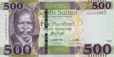 Bancnota Sudanul de Sud 500 Pounds 2020 - P16 UNC foto