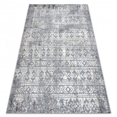 Covor Structural SOLE D3732 Aztec, caro - țesute plate gri / bej, 180x270 cm foto