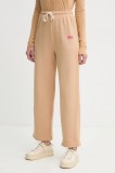 American Vintage pantaloni de trening culoarea bej, uni, IZU05AE25