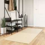 Covor crem vidaXL HUARTE, 80x200cm, Poliester, Fir Scurt, Moale, Lavabil, Antiderapant, Ideal Incalzire Pardoseala