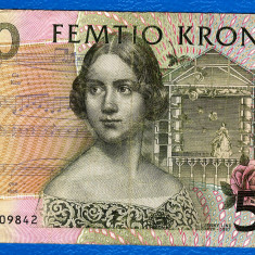 (1) BANCNOTA SUEDIA - 50 KRONOR ND, PORTRET JENNY LIND