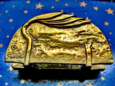 B440I-Stativ servetele marcat Stomin bronz aurit stil Art Nouveau. foto