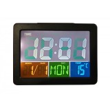 Ceas Electronic cu ecran LCD iluminat , termometru , alarma 8 tonuri , negru