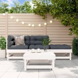 Set mobilier gradina Gossi, 4 piese, lemn masiv pin, alb, perne incluse antracit
