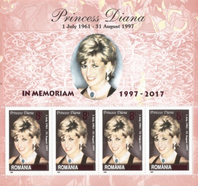 Romania, LP 2158/2017, 20 ani de la moartea printesei Diana, bloc 4 (supr.), MNH foto