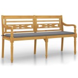 Cumpara ieftin Banca Batavia cu perna gri, 150 cm, lemn masiv de tec
