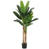 HOMCOM Set de 2 bananiere artificiale de interior, 150 cm, &icirc;n ghiveci &ndash; decor pentru casă, birou, living, dormitor | Aosom Romania