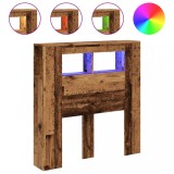 Tablie pat cu LED lemn vechi 100x18,5x103,5 cm lemn prelucrat