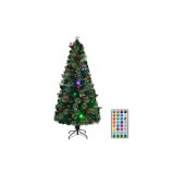 Cumpara ieftin Brad Artificial Fibra Optica de Craciun, 28 LED-uri RGB, cu Telecomanda, 180 cm - INV1082708