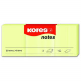 Notite Adezive Kores, 3x100 File, 40x50 mm, Galben Pal, Bloc Notes, Sticky Notes, Post-it, Post-it-uri, Bloc de Hartie, Notite pentru Birou, Notite Ad