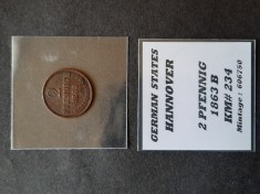 2 Pfennige 1863 B, Statele germane (Hannover) - A 3995