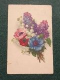 Flori, carte postala circulata 1916