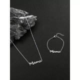 Cumpara ieftin Set Colier Si Bratara Argintiu Din Otel Inoxidabil &quot;Mama&quot; - 02002