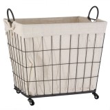 Coș de Depozitare Metalic, Model cu Roți, Dimensiuni 48x36x39cm, Căptușeală Detasabilă, Oem