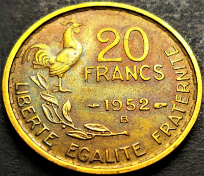 Moneda istorica 20 FRANCI / FRANCS - FRANTA, anul 1952 *cod 484 C - litera B foto