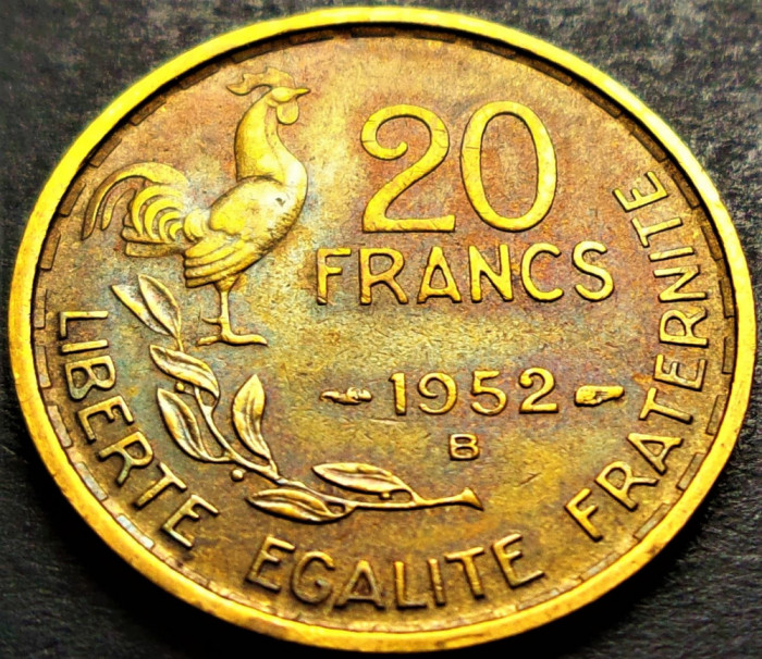 Moneda istorica 20 FRANCI / FRANCS - FRANTA, anul 1952 *cod 484 C - litera B