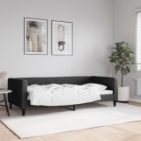 VidaXL Pat de zi, negru, 90x200 cm, material textil