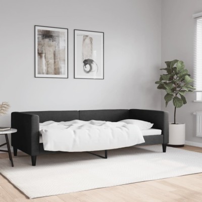 vidaXL Pat de zi, negru, 90x200 cm, material textil foto
