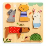 Puzzle lemn animale de companie, Djeco