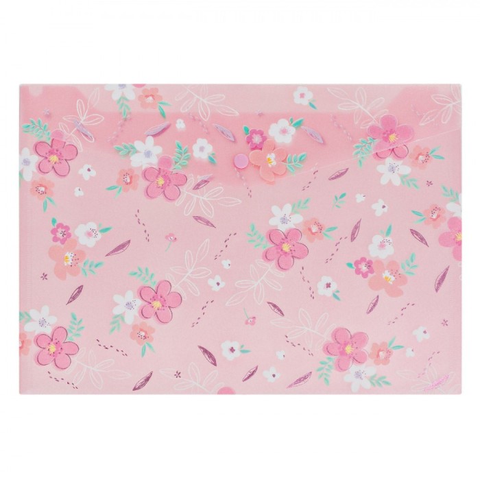 Mapă Plastic, Roz Floral, Glitter, 33x23.6cm