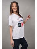 Cumpara ieftin Tricou Dama Bumbac Alb/Negru, Model Floral Inima, Assolo, Marimi M-L, L-XL