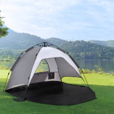 Cort plaja Mullsj&ouml; 215 x 135 x 140 cm gri inchis / gri deschis [pro.tec] HausGarden Leisure