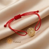 Cumpara ieftin Bratara Nora cu snur rosu si zirconia, placaj triplu cu aur 18K, reglabila