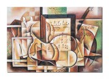 Tablou pictat manual cubism sintetic, Proiect simfonic, 100x70cm ulei pe panza, Vlad Soltan