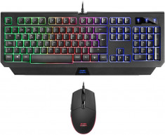 Tastatura ?i Mouse Gaming Mars Gaming MCP100ES RGB USB Negru Cu Lumini RGB foto