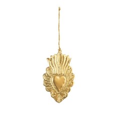 Decoratiune perete metal auriu Inimioara Malory 15x24 cm