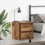 Gossi noptiere montate pe perete 2 buc lemn vechi 38x34x40 cm