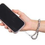 Bratara cu margele argintii si strasuri pentru telefon mobil, 13 cm, CMCLASS