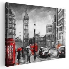 Tablou pictura peisaj urban Big Ben Londra Tablou canvas pe panza CU RAMA 20x30 cm