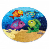 JUNIOR 51594.801 cerc covor lavabil pești, ocean pentru copii anti-alunecare - albastru, cerc 120 cm