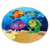 JUNIOR 51594.801 cerc covor lavabil pești, ocean pentru copii anti-alunecare - albastru, cerc 80 cm