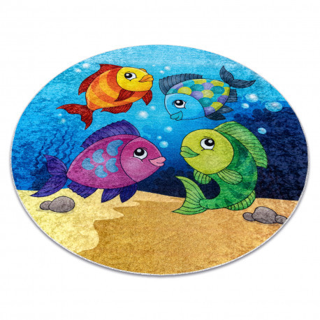 JUNIOR 51594.801 cerc covor lavabil pești, ocean pentru copii anti-alunecare - albastru, cerc 160 cm