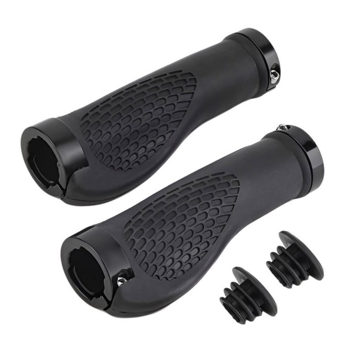 M&acirc;nere Bicicletă My Bicycle, Premium, Cauciuc, Negre, Set 2 Bucăți, 13x4cm